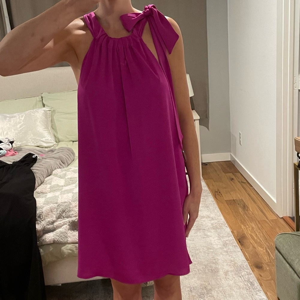 Tyche Fuchsia Bow-Tie Mini Dress